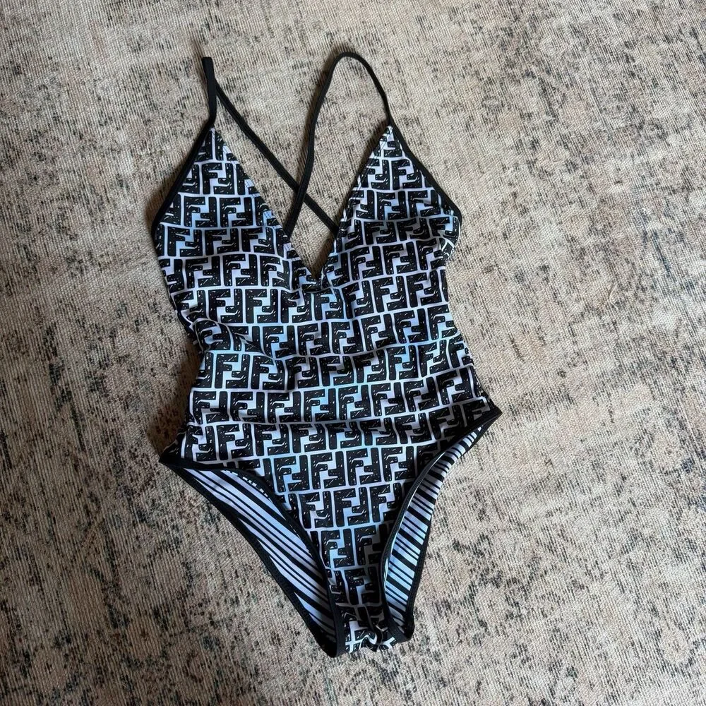 NWT Fendi X Joshua Vides Ff Print Swimsuit In Blue Womens Large One Piece Bikini - Picture 3 of 7